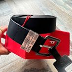 DIESEL  2023FW B-GUARANTEE-A BELT 真皮 牛皮 皮帶 黑色 全新 現貨 雙環