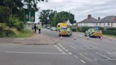 Police motorcyclist taken to hospital after crash