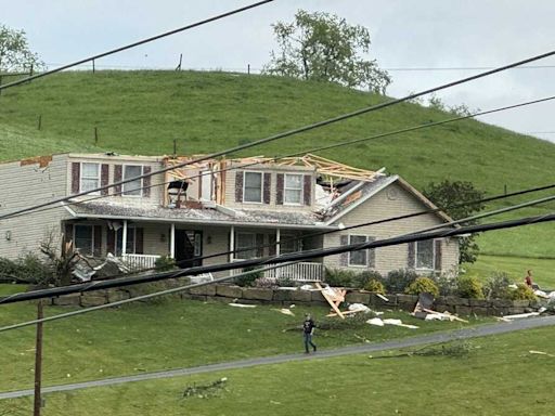 Radar confirmed tornado near PA border destroys home, roofs & scatters debris