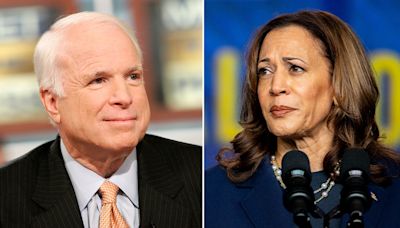 Arizona Kamala Harris rally speakers court 'John McCain Republicans' support; man brings border map for VP