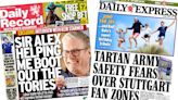 Scotland's papers: Sir Alex 'helping Labour' and Tartan Army safety fears