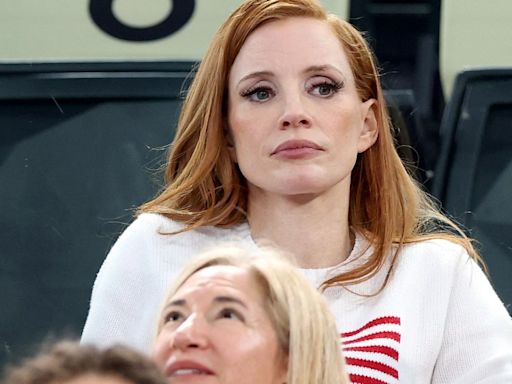 Jessica Chastain Shows Her Team USA ...Knit at Paris Olympics With Daughter Giulietta and Son Augustus