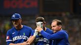 Kansas City Royals’ Kyle Isbel leaves game after taking a foul ball to the face