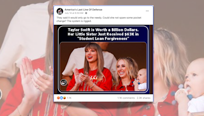 Fact Check: About the Facebook Rumor That Taylor Swift's Sister Received $63K in Student Loan Forgiveness