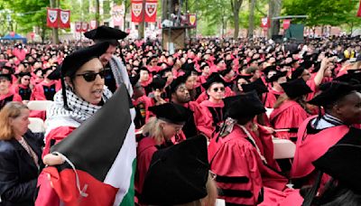 Group of graduates walk out of Harvard commencement chanting 'Free, free Palestine'