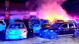 ﻿Overnight fire engulfs Kansas City auto body shop, owner suspects foul play