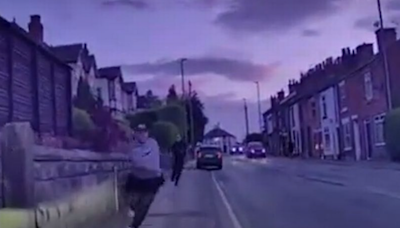 Moment man chased by 'eagle-eyed' police officer caught on CCTV