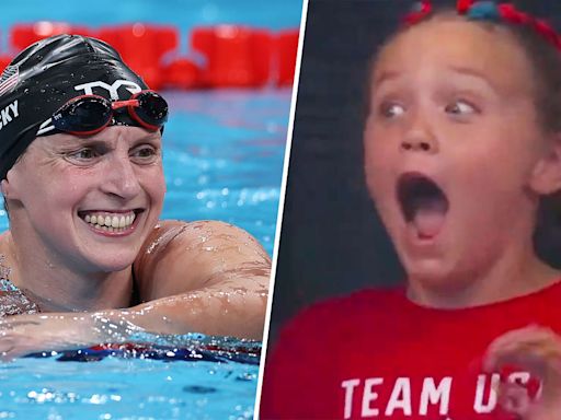 Young spectator goes through all the emotions watching Katie Ledecky's historic win