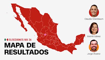Mapa de resultados de las elecciones presidenciales 2024 en México: ¿dónde ganaron Sheinbaum, Gálvez y Máynez?