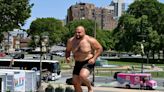 A 345-pound sumo wrestler tried to get some good luck from the Rocky steps
