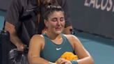 Emotional Bianca Andreescu leaves court in wheelchair after injury at Miami Open