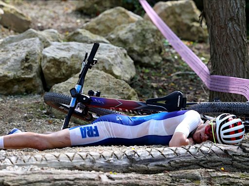 French Cyclist Flies Over Handle Bars in Olympic Mountain Bike Event