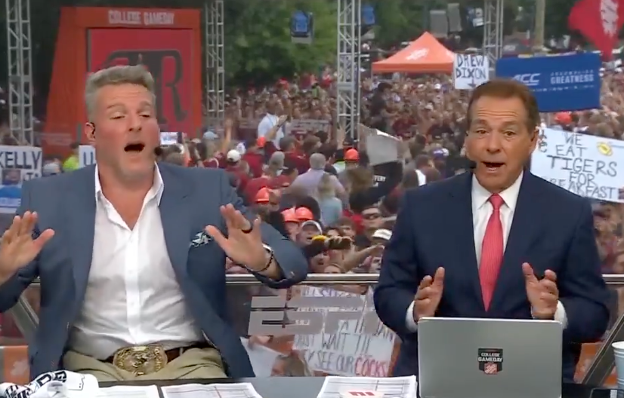 Nick Saban smiling and singing Wagon Wheel on College GameDay has fans in awe