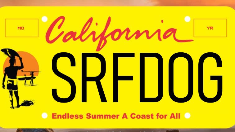 Endless Summer License Plate One More Reason for Move to California