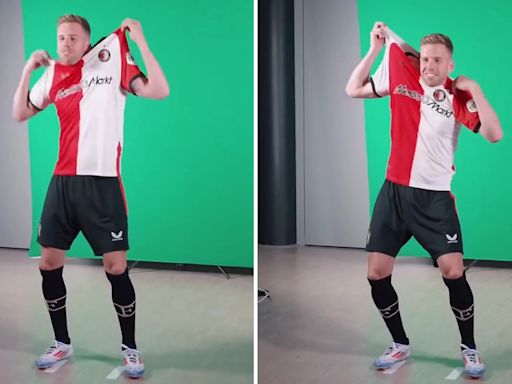 Watch footballer unveil weird new celebration 'so awful it becomes awesome'