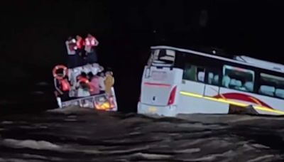 Watch: Tourist bus with 37 passengers gets stuck in floodwaters amid heavy rain in Gujarat | Today News