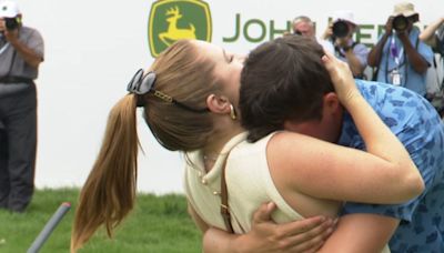 Davis Thompson celebrates JDC victory with his wife