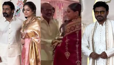 Anant-Radhika Wedding: Venkatesh Daggubati and Suriya-Jyotika arrive in style, mom-to-be Deepika Padukone meets Rajinikanth; WATCH