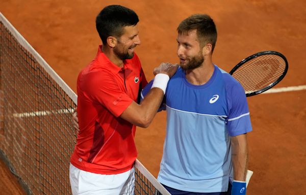 Novak Djokovic hit in head by bottle after beating Corentin Moutet in Rome