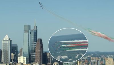 Incredible! Italian Air Force perform historic Philadelphia flyover Monday