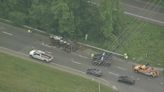 Dump truck flips on side, loses load in Upper Marlboro