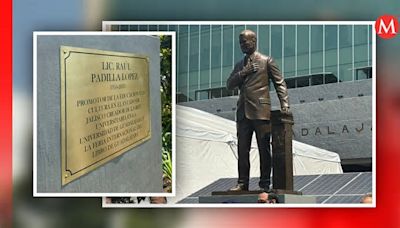 Develan escultura de Raúl Padilla López en el marco de su cumpleaños en Rectoría de UdeG