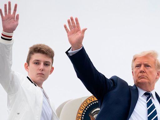 Donald Trump's 6'7 son Barron, 18, towers over Secret Service detail as he embarks on new chapter