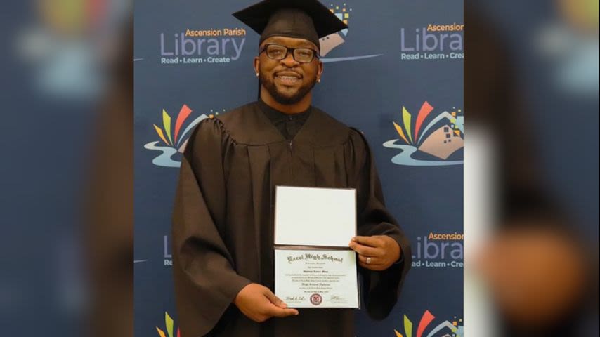 36-year-old is first graduate of online adult high school at Ascension Library