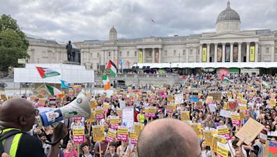 Thousands of anti-racism protesters demonstrate outside Reform UK headquarters