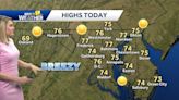 Mostly sunny and low humidity for Friday with temps only in 70's