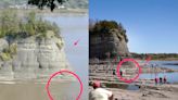 Photos show what Tower Rock, a limestone formation in the middle of the Mississippi River, looks like before and after severe drought dropped water levels