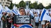 Israeli protesters in Jerusalem calling for an end to the Gaza war and hostage release