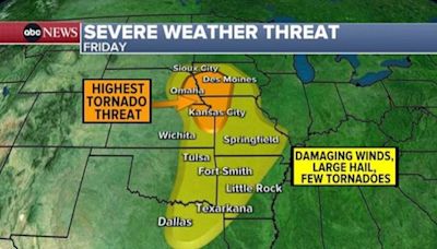 Severe weather, including tornado threat, expected to impact the Heartland