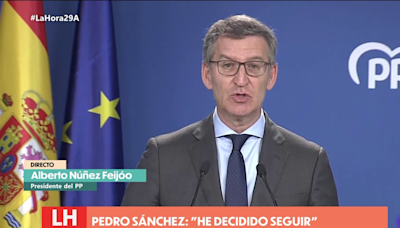 Alberto Núñez-Feijóo, sobre Pedro Sánchez: "Solo se quiere a sí mismo, lo que le ha movido es el miedo"