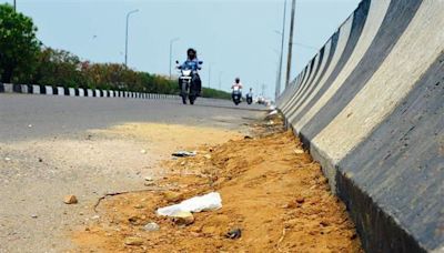 Ludhiana: Portion of Lakkar Bridge flyover caves in, covered with sand