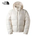 【The North Face 官方旗艦】【經典ICON】北面女款米白色防風防潑水保暖隱藏式連帽羽絨外套｜870RQLI