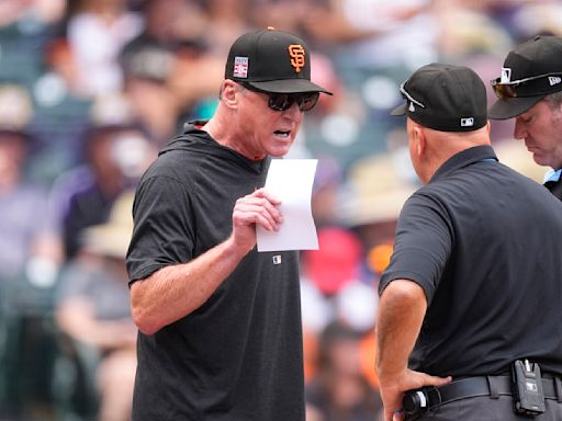 Giants manager Bob Melvin tossed before start of Sunday's game vs. Rockies