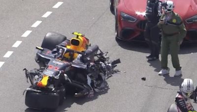 ¡Espeluznante accidente de Pérez y drama en la salida para Sainz en el GP de Mónaco de F1!: así quedó el coche de 'Checo'