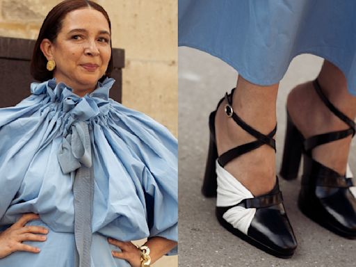 Maya Rudolph Dons Strappy Black and White Pumps at Patou Spring 2025 Show During Paris Fashion Week