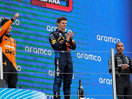 F1 Spanish Grand Prix 2024: Podium Features - Max Verstappen, Lando Norris, Lewis Hamilton - In Pics