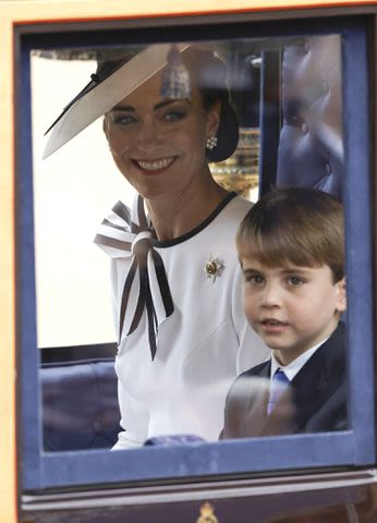 Prince George, Princess Charlotte and Prince Louis Ride in a Carriage with Kate Middleton at Trooping the Colour