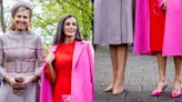 Queen Maxima of the Netherlands Dons Gianvito Rossi Pumps and Queen Letizia of Spain Pops in Hot Pink Slingbacks for Lab6 Event