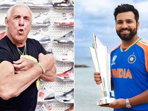 Rohit Sharma's Iconic Ric Flair Strut Before Lifting T20I World Cup Trophy Gets A Reaction From The WWE...