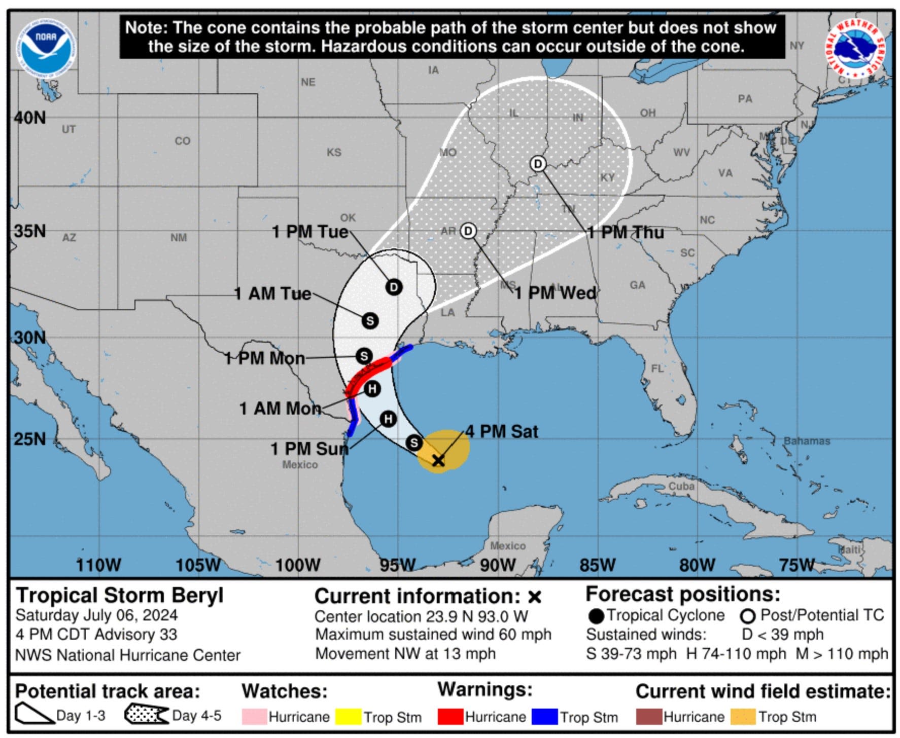 Beryl tracker: See projected path, spaghetti models of path towards Texas