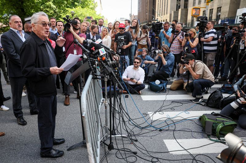 Robert De Niro calls Trump a 'clown' outside trial in Biden campaign message
