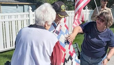 Quilt of Valor awarded to Thomas P. Tockey at Maxwell