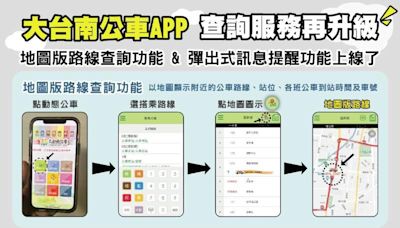 大台南公車APP改版 地圖版路線、彈出式提醒功能即起上線 | 蕃新聞