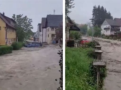 Heftige Unwetter wüten in Deutschland: Videos zeigen reißende Fluten – Autos verschwinden im Wasser