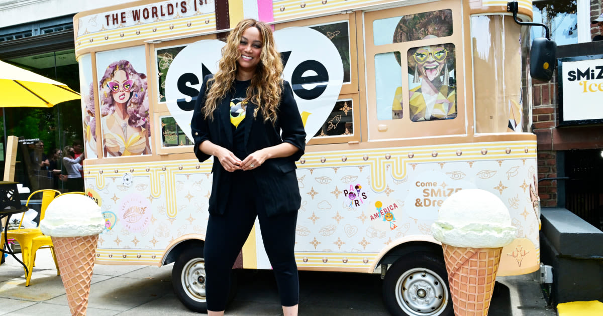 Why is Tyra Banks serving ice cream in Washington D.C.?