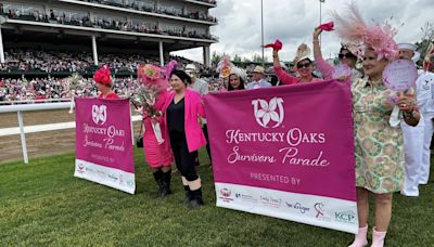 Breast cancer survivors beat the rain during Kentucky Oaks Day Survivors Parade